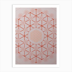Geometric Abstract Glyph Circle Array in Tomato Red n.0277 Art Print