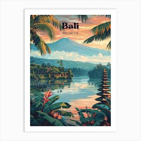 Bali Indonesia Vacation Digital Travel Illustration Art Print