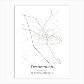 Desborough,United Kingdom Minimalist Map Art Print