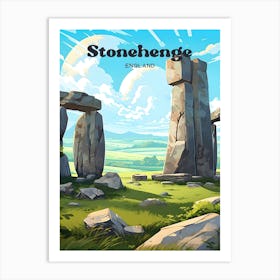 Stonehenge England Archaeological Modern Travel Illustration Art Print