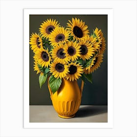 Sunflowers In A Yellow Vase 3 Art Print