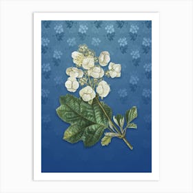 Vintage Oakleaf Hydrangea Botanical on Bahama Blue Pattern n.2368 Art Print