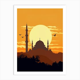 Blue Mosque Sultan Ahmed Mosque Pixel Art 3 Art Print