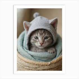 Kitten In A Basket 3 Art Print