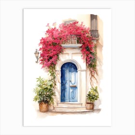 Cagliari, Italy   Mediterranean Doors Watercolour Painting 3 Art Print