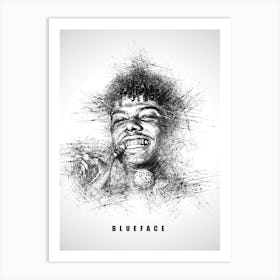 Blueface Rapper Sketch Art Print