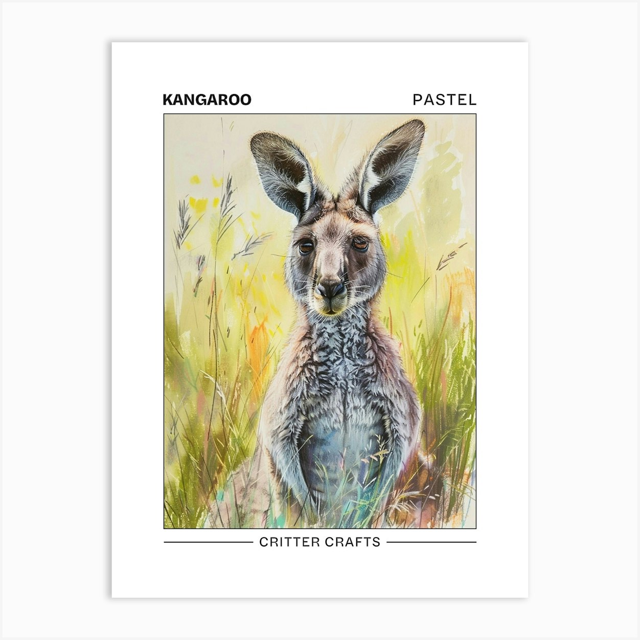 Kangaroo Pastel Watercolour 2 Poster Art Print by Critter Crafts