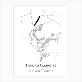 Heroica Guaymas,Mexico Minimalist Map Art Print