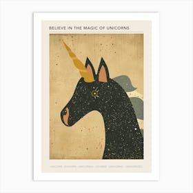 Black Unicorn Muted Pastels Portrait Poster Art Print