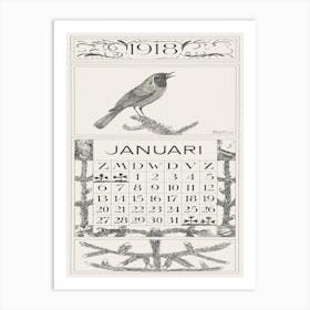 February Calendar With Crows (1971), Theo Van Hoytema Art Print