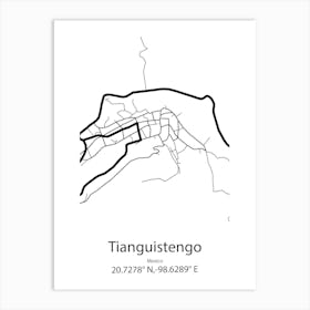 Tianguistengo,Mexico Minimalist Map Art Print