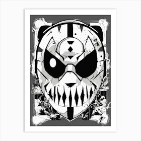 Black And White Skull Mask Pokemon Black And White Pokedex Art Print