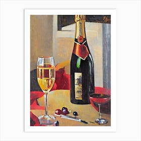 Champagne 2 Oil Painting Cocktail Poster Art Print