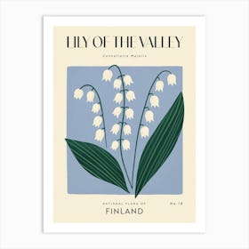 Vintage Blue And Green Lily Of The Valley Flower Of Finland Art Print