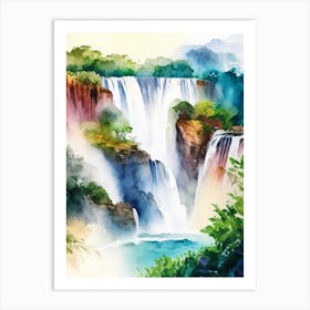 Iguazu Falls Of The South, Argentina Water Colour  (1) Art Print