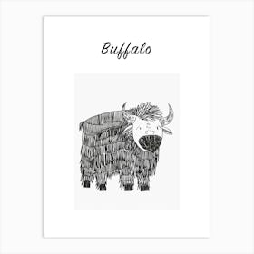 B&W Buffalo Poster Art Print