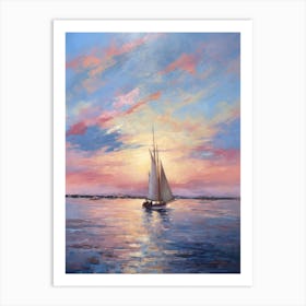 Sailboat At Sunset 17 Art Print