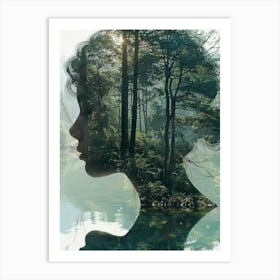 Portrait Of A Woman In The Forest 2 Art Print