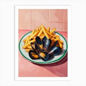 Mussels And Fries Art Print