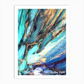 Turquoise And Gold Art Print