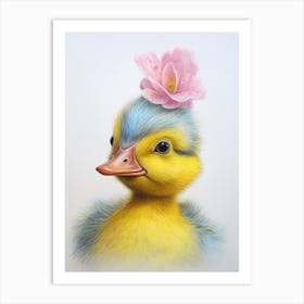 Duckling With A Flower On The Head Illustration 1 Art Print