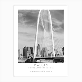 Dallas Usa Black And White Coordinates Art Print