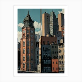 "Skyline Symphony: Ashcan School's Vibrant Cityscape" Art Print