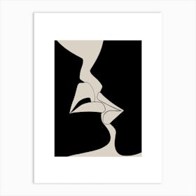 Abstract Couple Kiss Art Print