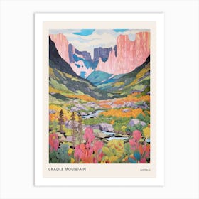 Cradle Mountain Australia 2 Colourful Mountain Illustration Poster Art Print