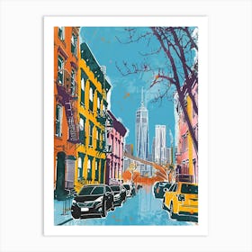 Williamsburg New York Colourful Silkscreen Illustration 3 Art Print