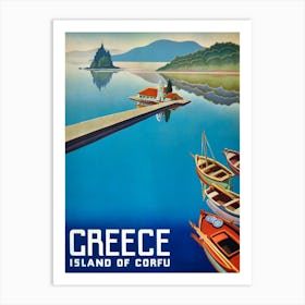 Vintage 1954 Travel Poster The Island Of Corfu In Greece Art Print