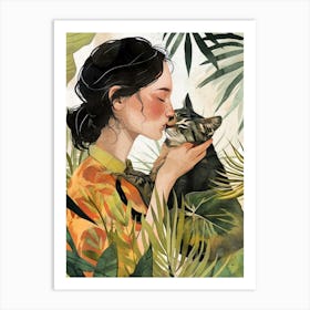 Kitty I love you cat and woman 4 Art Print