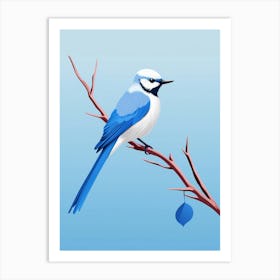 Minimalist Blue Jay 2 Illustration Art Print