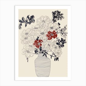 Floral Still Life Sketch Line Art 1 Art Print