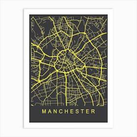 Manchester Map Neon Art Print