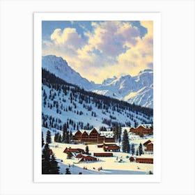 Lech Zürs, Austria Ski Resort Vintage Landscape 2 Skiing Poster Art Print