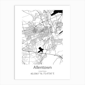 Allentown,United States Minimalist Map Art Print