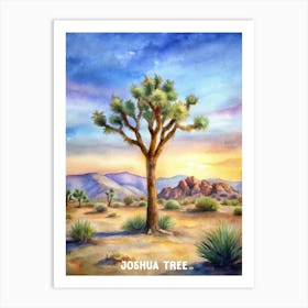 Joshua Tree National Park watercolor painting Art Print