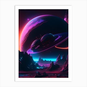 Scorpius Planet Neon Nights Space Art Print
