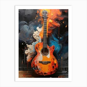 Guitar On Fire Art Print