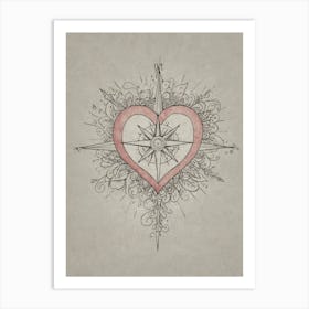 Heart Compass Tattoo Art Print