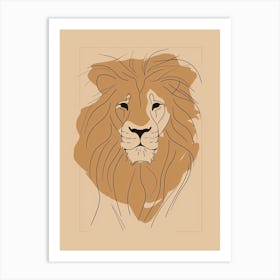 Lion - Boho, Line Art 1 Art Print