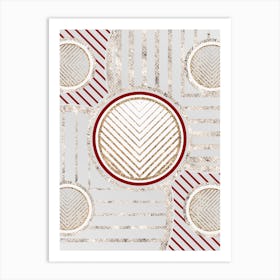 Geometric Glyph Abstract in Festive Gold Silver and Red n.0058 Art Print