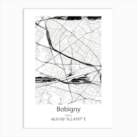 Bobigny,France Minimalist Map Art Print