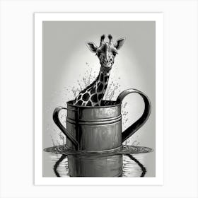 Giraffe In A Cup Art Print