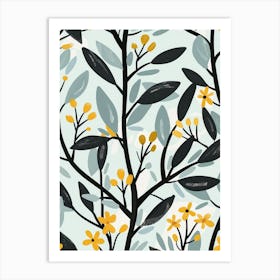 Ebony Tree Flat Illustration 2 Art Print