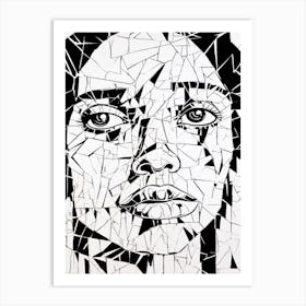 Geometric Cracked Face 2 Art Print