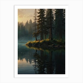 Beautiful Sunrise with the Serenity of the Forest Art Print