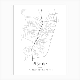 Shyroke,Ukraine Minimalist Map Art Print