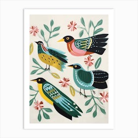 Folk Style Bird Painting Green Heron 2 Art Print